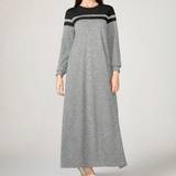 Grå - Stribede Kjoler Shein Colorblock Striped Print Dress