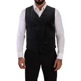 Fløjl - Herre Tøj Dolce & Gabbana Gray Velvet Cotton Slim Fit Waistcoat Vest IT50