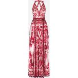 48 - Dame - Rød Kjoler Dolce & Gabbana Long sleeveless chiffon dress with Majolica print