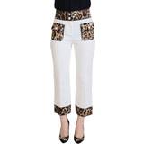 Hvid - Leopard Tøj Dolce & Gabbana Hvid Høj Talje Bukser Jeans White IT36/XXS