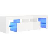 vidaXL Cabinet with Led Lights High Gloss White TV-bord 140x40cm