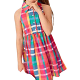 Skjortekjoler Børnetøj Shein Girl's Collared Sleeveless Plaid Shirt Dress
