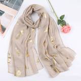 Dame - Guld Halstørklæde & Sjal Shein 1pc Women's Fashion Rose Gold Tree Scarf Hot Silver Tree Turban Suitable For Daily Life