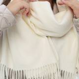 Dame - Hvid Halstørklæde & Sjal Shein piece of ladies plain classic all-match imitation cashmere skin-friendly soft tassel shawl winter warm scarf