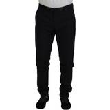 52 - Silke Bukser & Shorts Dolce & Gabbana Black Wool Chino Dress Formal Pants IT52