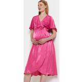 32 - Dame - Pink Kjoler River Island Womens Maternity Pink Satin Wrap Midi Dress Pink