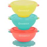 Badabulle Multifarvet Babyudstyr Badabulle Kindergeschirr Kinderbesteck, Funcolor Bowls mit Deckel & Saugnapf
