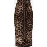 48 - Dame - Uld Nederdele Dolce & Gabbana Leopard-print crepe calf-length skirt