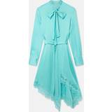 36 - Polyuretan Kjoler Stella McCartney Double Satin Lace Dress, Woman, Aquamarine, Aquamarine