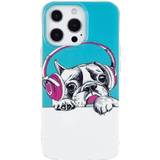 MAULUND iPhone 14 Pro Fleksibel TPU Plastik Cover Hund med Høretelefoner