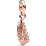 Pandora Pendants & Charms Feather 14k gold-plated dangle with cubic zirconia gold Pendants & Charms for ladies