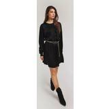 Michael Kors Sort Kjoler Michael Kors MK Satin Belted Mini Dress Black