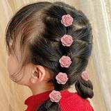 Hårtilbehør Shein 5pcs Children's Hair Ties For Girls, Braiding & Ponytail, Cute Camellia Elastic Hair Bands, No Damage Baby Hair Accessories