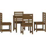 Armlæn - Fyrretræ Havemøbelsæt vidaXL Spisebordssæt haven gyldenbrun Havemøbelsæt, 1 borde inkl. 4 stole