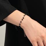 Plast Armbånd Shein 1pc Korean Fashionable New Style Irregular Black Beaded Bracelet