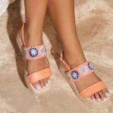 Orange - Polyuretan Sko Shein Women's Platform Wedge Heel Sandals