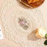 Duge & Stofservietter Shein 1pc Retro European Oval Lace Embroidered Coaster,Bedroom Study Kitchen Cup Table Mat,Food Fruit Plate Cover Cloth Dug Multifarve