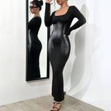 Enskuldret / Enæremet - Sort Kjoler Shein Striped Print Scoop Neck Bodycon Dress