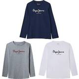 Pepe Jeans Overdele Pepe Jeans Logo Print Cotton T-Shirt with Long Sleeves Grey 14Y 162CM