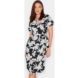 20 - Dame - Korte kjoler LTS Tall Black Floral Print Shirt Wrap Dress Tall Women's Wrap Dresses