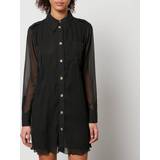 Ganni Midikjoler Ganni Plissé-Georgette Shirt Dress 36/UK Black