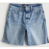 48 - Dame - Høj talje Shorts Hollister Ultra High-Rise Light Wash Longer-Length Denim Dad Shorts