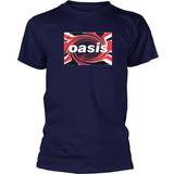 Oasis Enskuldret / Enæremet Tøj Oasis T Shirt Union Jack Classic Band Logo Official Mens Blue