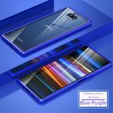 Blå Bumpercovers Sony Xperia 10 Plus Cover m. Metal Bumper & Glasbagside Blå