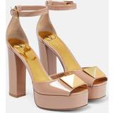 Valentino Garavani OPEN TOE PUMP WITH ONE STUD PLATFORM IN PATENT LEATHER 120MM Wo ROSE CANNELLE