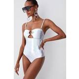 Cut-Out - Dame Badedragter Metallic Cut Out Silver Trim Swimsuit
