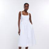14 - Dame - Firkantet Kjoler River Island Womens White Denim Midi Dress White