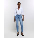 Dame - Firkantet - Lang Jeans River Island Womens Blue High Waisted Slim Straight Jeans Blue 16L