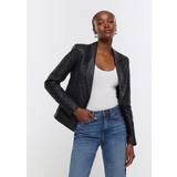 River Island Dame Blazere River Island Womens Black Faux Leather Quilted Blazer Black