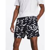 48 - Nylon Shorts Obey – Easy Scribbles – Svarta och vita shorts, del av set-Svart/a