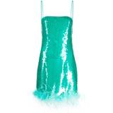 36 - Blå - Slids Kjoler GIUSEPPE DI MORABITO Feather Detail Short Dress Blue