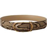 Dolce & Gabbana Dame Tilbehør Dolce & Gabbana Brown Exotic Leather Gold Oval Buckle Belt
