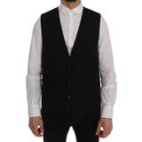 Dolce & Gabbana Polokrave Tøj Dolce & Gabbana Black STAFF Wool Stretch Vest IT50