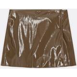 Brun - Skind Nederdele Ganni Patent Faux Leather Mini Skirt 40/UK Brown