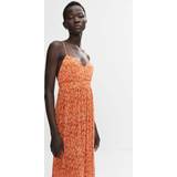 Mango Dame - Orange Kjoler Mango Cross Back Textured Dress Kvinde Maxi Kjoler hos Magasin