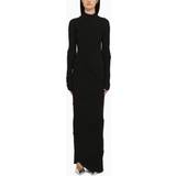 Balenciaga Polyester Kjoler Balenciaga Asymmetrical Black Ribbed Dress