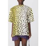 12 - Gul - Leopard Tøj The Attico Cheetah T-Shirt With Maxi Shoulders
