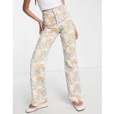 Topshop Dame Jeans Topshop retro floral pattern 90s flare in multiW32 L32
