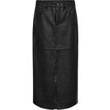Dame - Skind Nederdele Co'Couture Phoebe Leather Slit Nederdel - Black