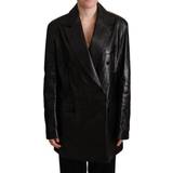 Dame - Læderjakker Dolce & Gabbana Black Breasted Coat Leather Jacket IT40