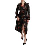 Dolce & Gabbana Cold Shoulder Tøj Dolce & Gabbana Black Floral Embroidered Jacket Coat IT40