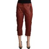 42 - One Size Bukser & Shorts Just Cavalli Brown Lurex Mid Waist Cotton Cropped Capri Pants IT42