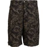 Dolce & Gabbana Herre Shorts Dolce & Gabbana Black Green Military Patterned Cargo Shorts IT60