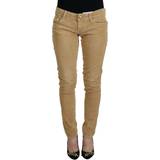 Brun - Dame Jeans ACHT Brown Cotton Corduroy Low Waist Women Casual Jeans