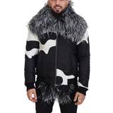Silke Overtøj Dolce & Gabbana Black White Fur Shearling Full Zip Jacket IT52