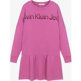 Calvin Klein Kjoler Børnetøj Calvin Klein Kids' CKJ Hero Logo Frill Hem Dress, Violet Fun